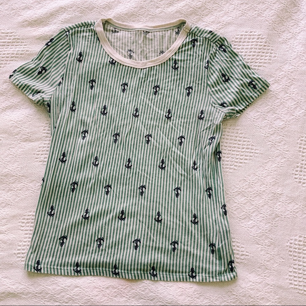 Urban outfitters anchor and green pinstrip…